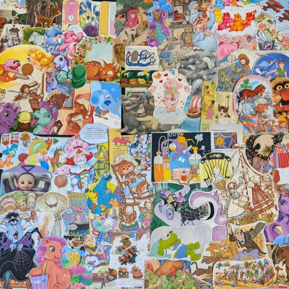 50 Large Storybook Fussy Cuts - 9.5" x 12" Kids Retro Collage Pack - Picture 2 of 3